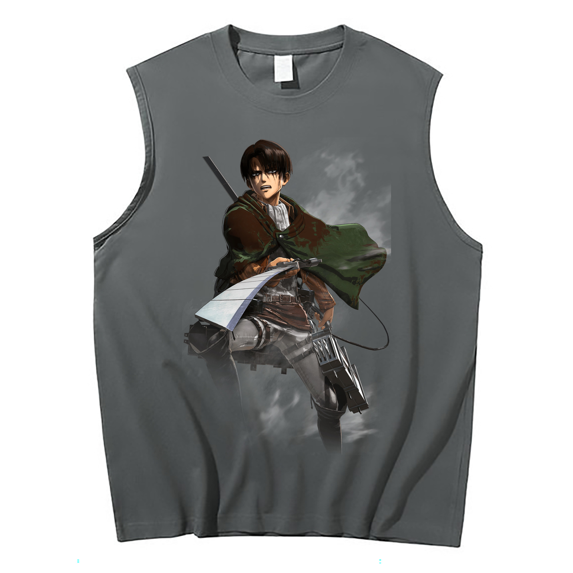 （画像用） 進撃の巨人 リヴァイ·アッカーマン Attack on Titan Levi Ackerman コットン100％タンクトップ（フロントプリント）